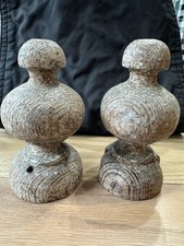 2 Wooden Vintage Finial Pieces