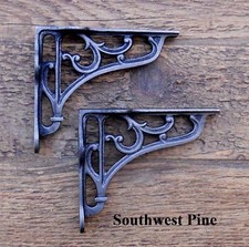 Classic Pair Of Small Victorian Scroll Antique Style Cast Iron Shelf Brackets 4"