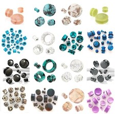 Semi Precious Stone Ear Plug - Gemstone Flesh Tunnel Expander Stretcher #3