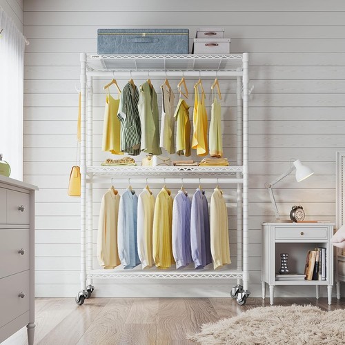 Heavy duty double clothes - double, rail