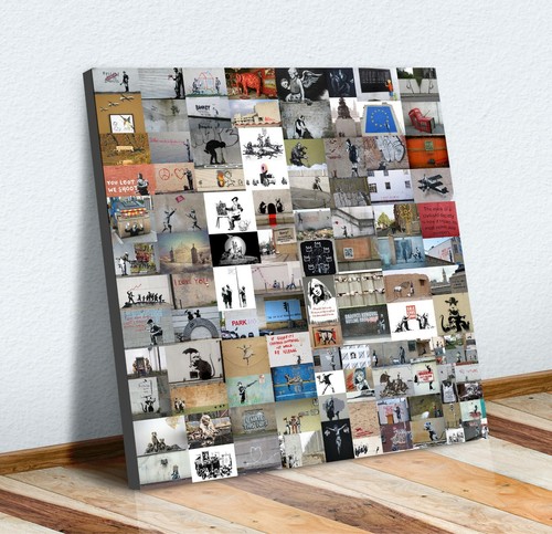 Banksy collage montage canvas - banksy,