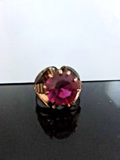 Victorian Russian Large Rose Gold 8 Signed Superb Ruby Paste Stone Ring 9 1/2 US
