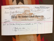 Billhead- Standard Cement Plaster Co. Laramie, Wyoming 1899 --UPRR railroad