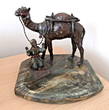 COLD PAINTED SPELTER  CAMEL ARAB PAYER MAT  DESK TRINKET PIN TRAY