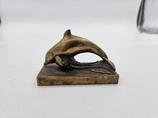 Antique Vintage Brass Or Bronze Dolphin Sculpture 3" Heavy
