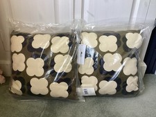BNWT Orla Kiely Dark Olive Shadow Flower Cushion x 2, 40cm X 40cm, Tagged.