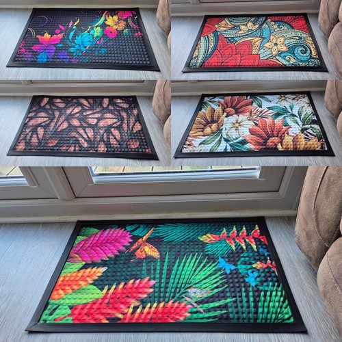 Door mat bright - flower, wood