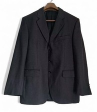 Aquascutum Designer Mens Jacket Size 40 Wool Blazer Dark Grey Suit Jacket