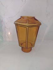 Vintage Hexagon Amber Glass Light Shade Mid Century 