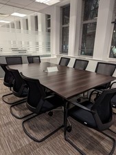 Modular Flip Top Walnut Meeting/Boardroom Table & 8 Meeting Chair (Delivery A...
