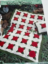 Bed of Roses Afghan Crochet Pattern 34x48in Pages from Book