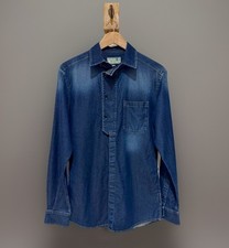 D&G Dolce & Gabbana BRAD Men's Slim Fit Indigo Denim Shirt Blue Size S M 15.5 40