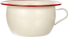 Chamber Pot 3,5 L of Enamelled Steel in White/Red, 24 X 24 X 5 Cm