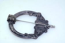 Victorian Scottish Celtic Kilt Pin Silver Tara Brooch Mid 19th Century Antique