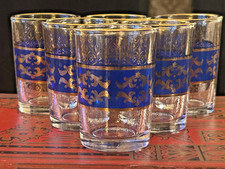 Vintage set of 6 Blue & Gold