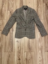H&M Tartan Beige Plaid Blazer