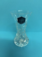 Stuart Crystal Shaftesbury Daffodil Vase 15cm Height Criss Cross & Vertical Cuts