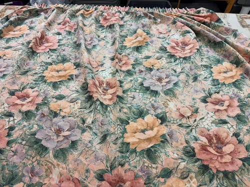 Pair flower print curtains - of,