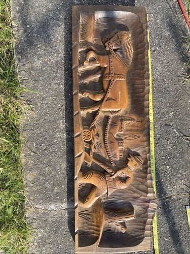 Hand carved wooden farmer with - wooden,