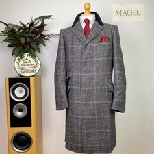 MAGEE Houndstooth Check TWEED Curragh Wool Overcoat COVERT Coat Jacket (41/42R)