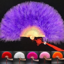 New Feather Folding Fans Hand Fan Dance Costume Wedding Party Fans for Women