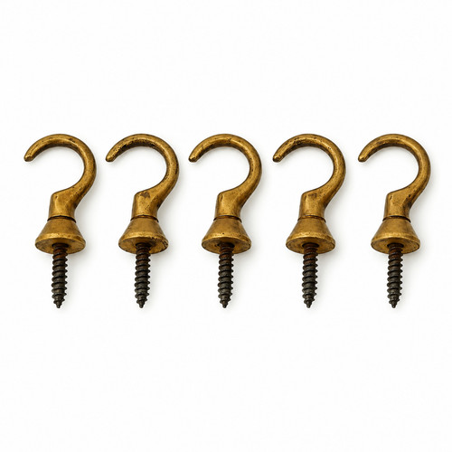Solid brass cup hooks - brass,