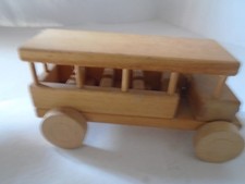 C E ESTIA Holzspielwaren Wooden Bus Toy made in Estonia 13" x6" x6"natural basic