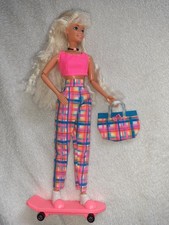 Vintage Barbie Skating Doll, Roller Blading 1995 - Redressed with SKATE BOARD