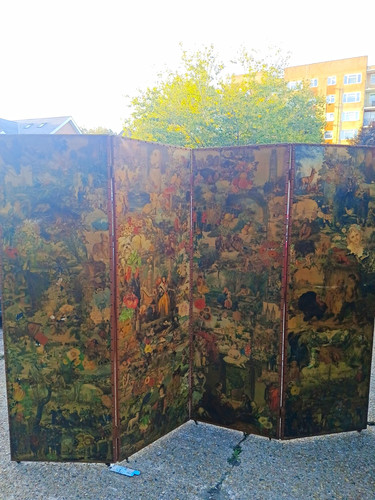 Antique fold scrap screen - fold,