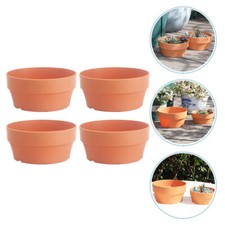 4 Pcs Shallow Flower Pots Plastic Plant Drainage Terracotta Clay Round Office