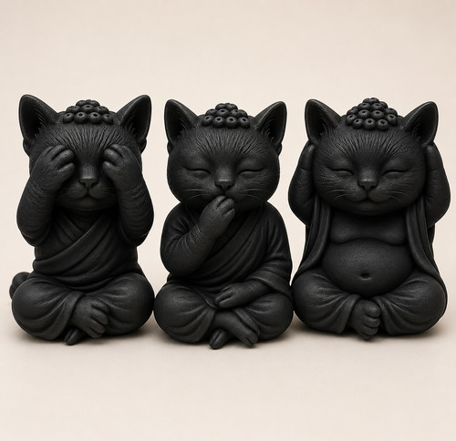 Three wise zen cats see - three,