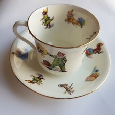 Heathcote china circus animal clowns dogs tea cup & saucer vintage England
