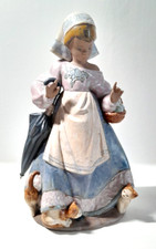 VINTAGE LLADRO "UNDERFOOT" GIRL WITH CATS GRES FINISH FIGURINE # 2219 Damaged