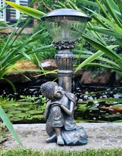 Garden Ornament Solar Buddha Statue Pond Lantern Decoration 42cm
