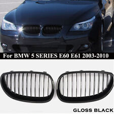 Pair Front Kidney Grille Grill Gloss Black For BMW E60 E61 5 Series 2003-2010 UK