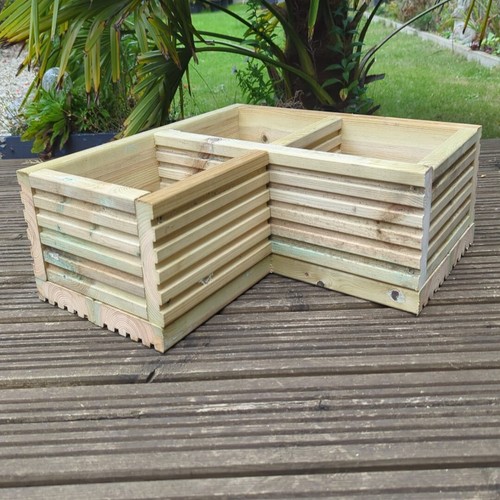 Corner wooden decking - wooden, planter