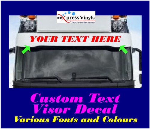 Custom text sun - -visor, decal