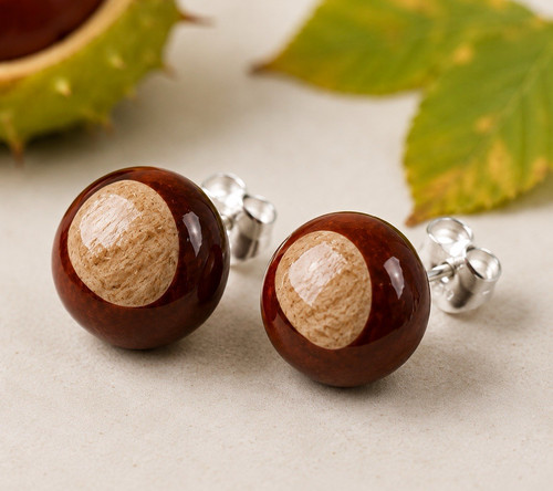 Handmade conker earrings - handmade,