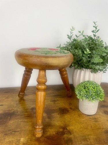 Vintage hardwood milking stool - vintage,