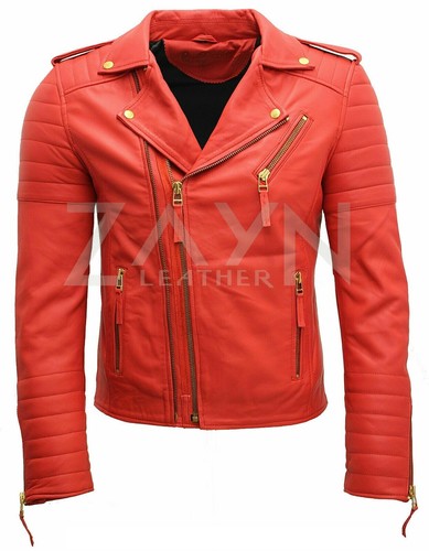 Men red brando jacket real - red,