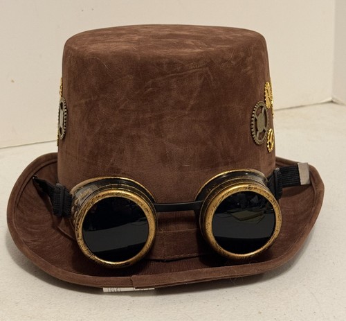 Steampunk brown velvet hat - brown,