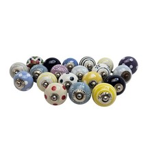 Ceramic Knobs 20 Mixed Round Shape  Coloured Cupboard  Cabinet Drawer Free P&P