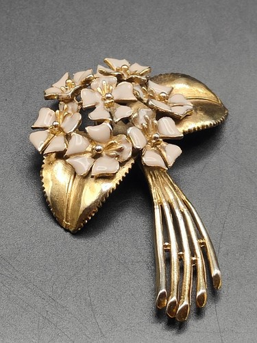 Vintage gold tone white enamel - tone,