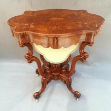 Victorian Burr Walnut Sewing Table