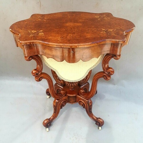 Victorian burr walnut sewing - burr,
