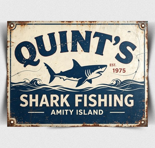 Metal sign jaws quint shark - jaws,