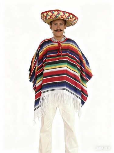 Mexican poncho sombrero mens - poncho,