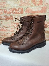 Wolverine Leather Lace Up Work Boots Brown Vibram 9.5 D 