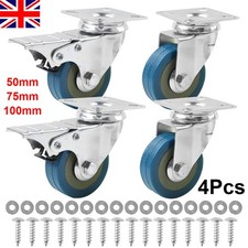 4 x Heavy Duty 100mm 75mm 50mm Swivel Castor Wheels Trolley Furniture Caster UK