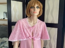 1960/70s Vintage Baby Doll Dressing Gown Baby Pink Stunning  Two Layer 